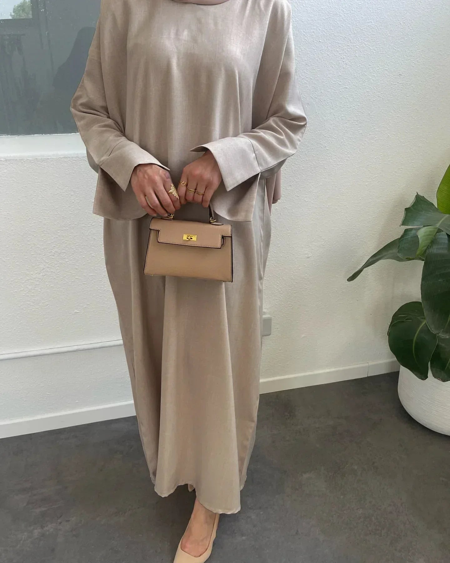 Plain Linen Abaya – Luxury Dubai Muslim Dress, Casual Kaftan for Women, Ramadan Eid Wear